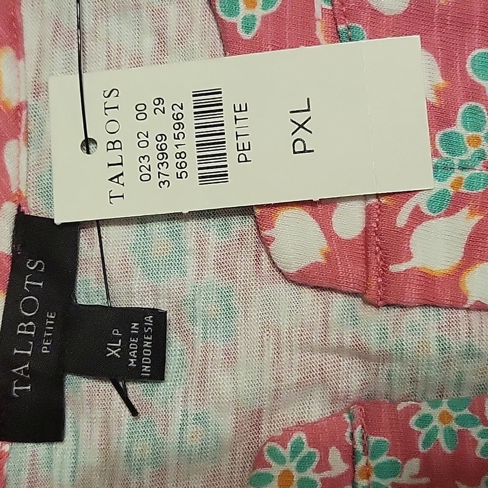 Talbot's Split Neck Floral Print Tee Shirt - Picture 3 of 7